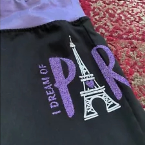 Justice Active Paris Athletic Pants Bootcut y2k Black Purple Shimmer Dance - Picture 2 of 6